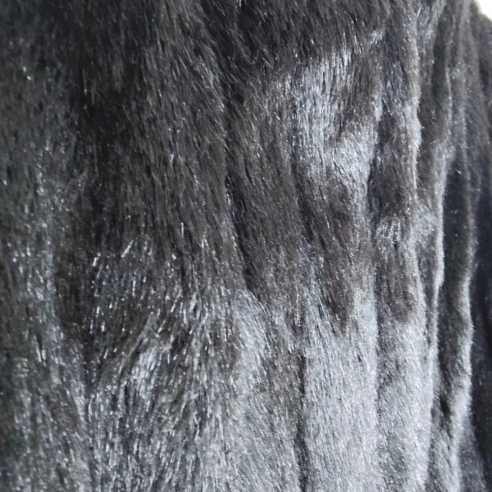 Vintage G-4000 Black Faux Fur Coat Made in USA Mob Wife Glam Small
